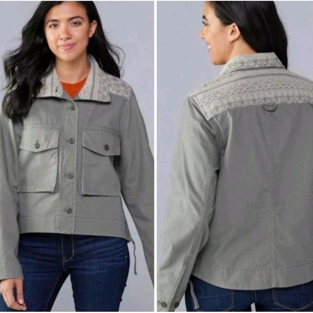 REI Co-op Trailsmith Utility Jacket Women's Sz S Gray Military Novelty Outdoors